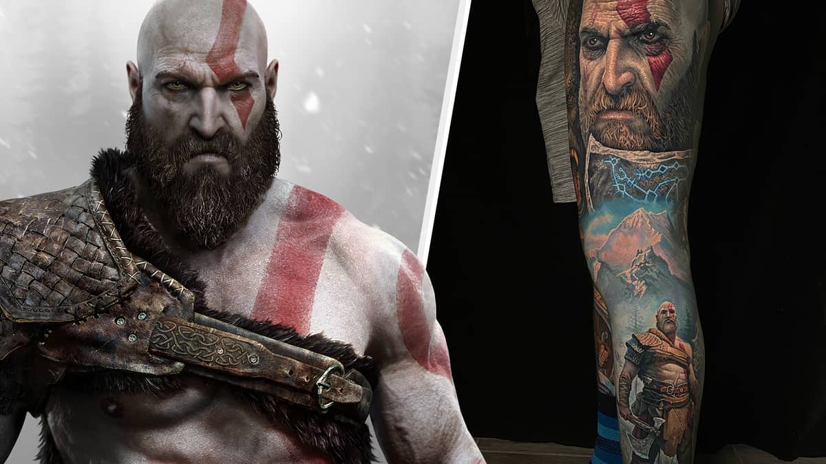 This God Of War Leg Sleeve Tattoo Is Absolutely Stunning